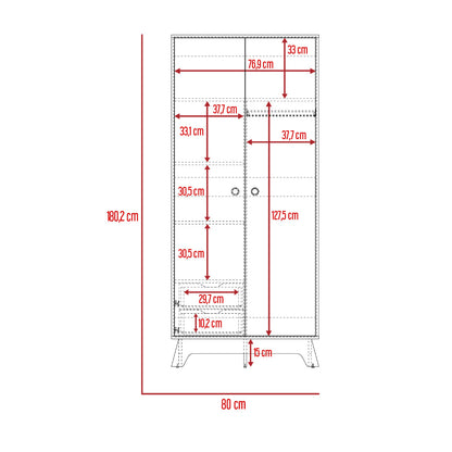 Closet Zivix, Blanco y Café Claro, Dos Puertas Abatibles