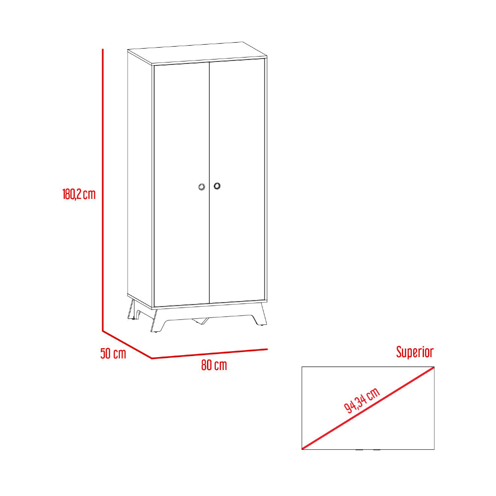 Closet Zivix, Blanco y Café Claro, Dos Puertas Abatibles