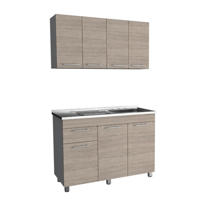 Cocina Integral Ameralto, Blanco y Beige, Incluye Mesón Derecho