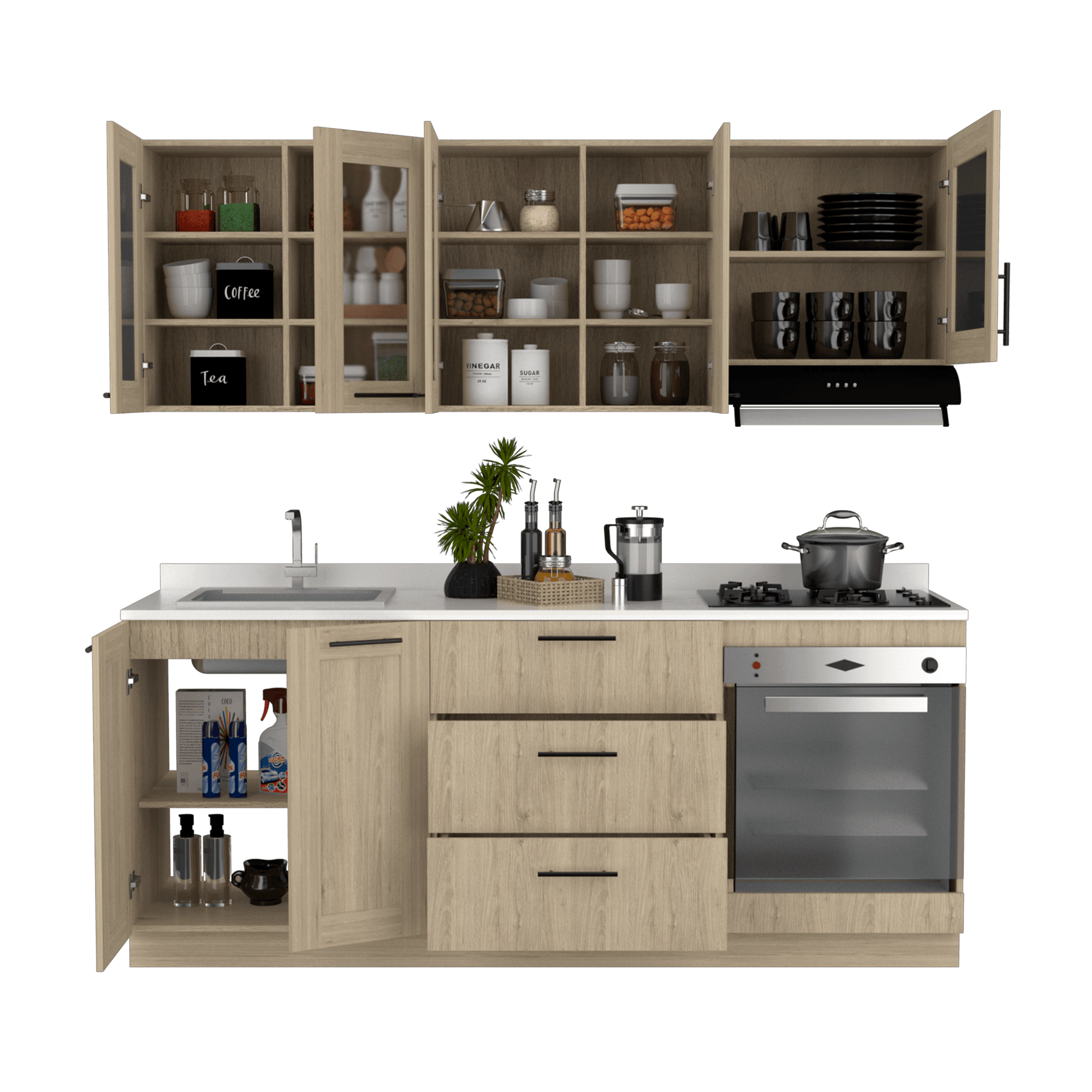 Cocina Integral Elica color Beige.