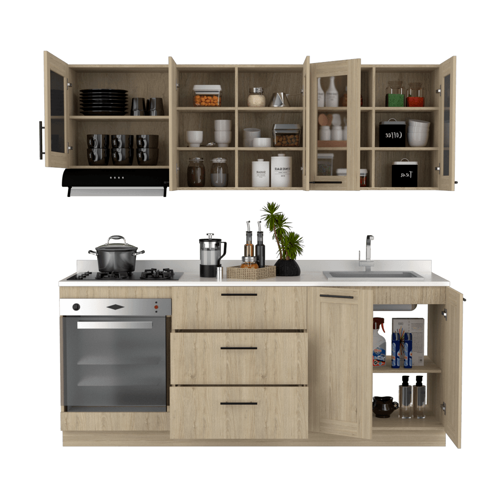 Cocina Integral Elica color Beige.