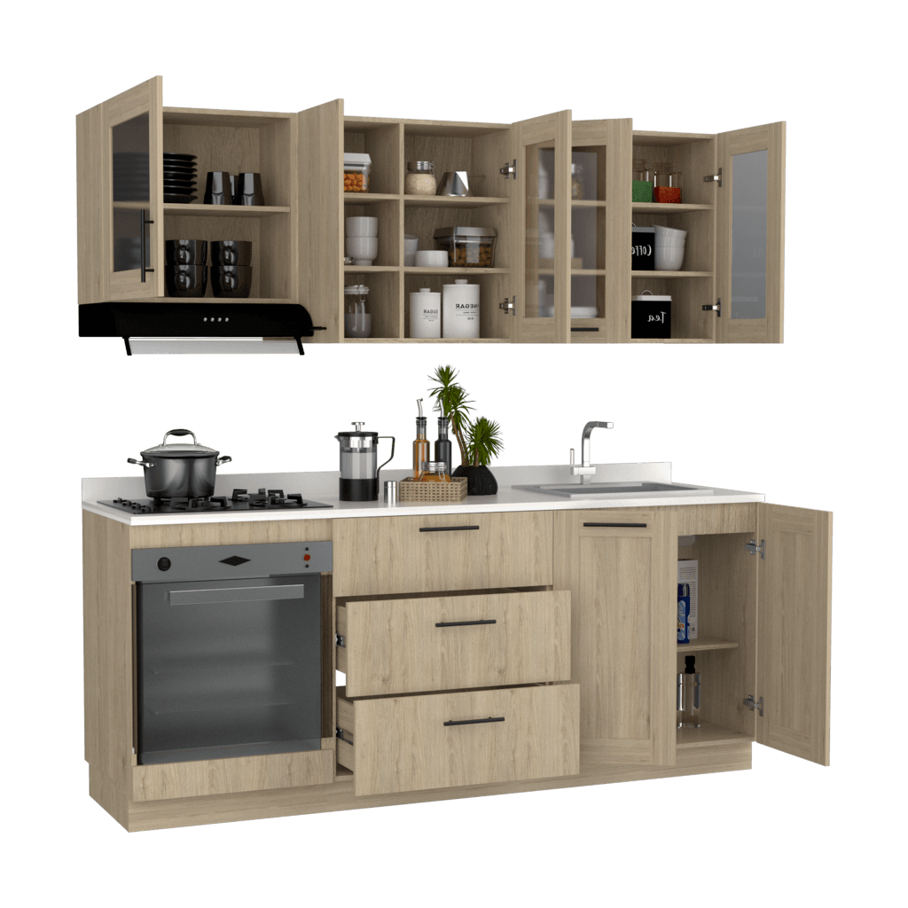 Cocina Integral Elica color Beige.