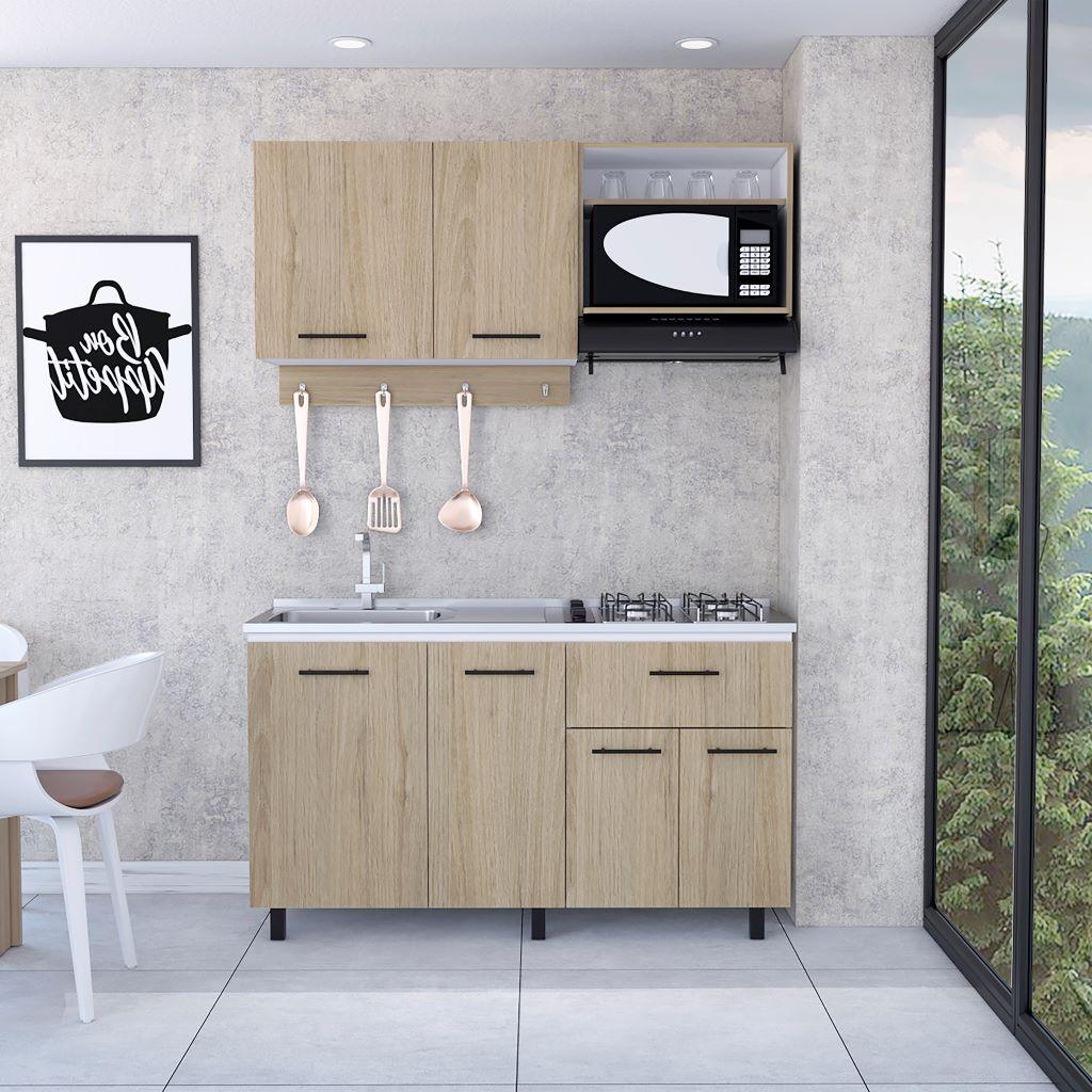 Cocina Integral Kane color Beige y Blanco.