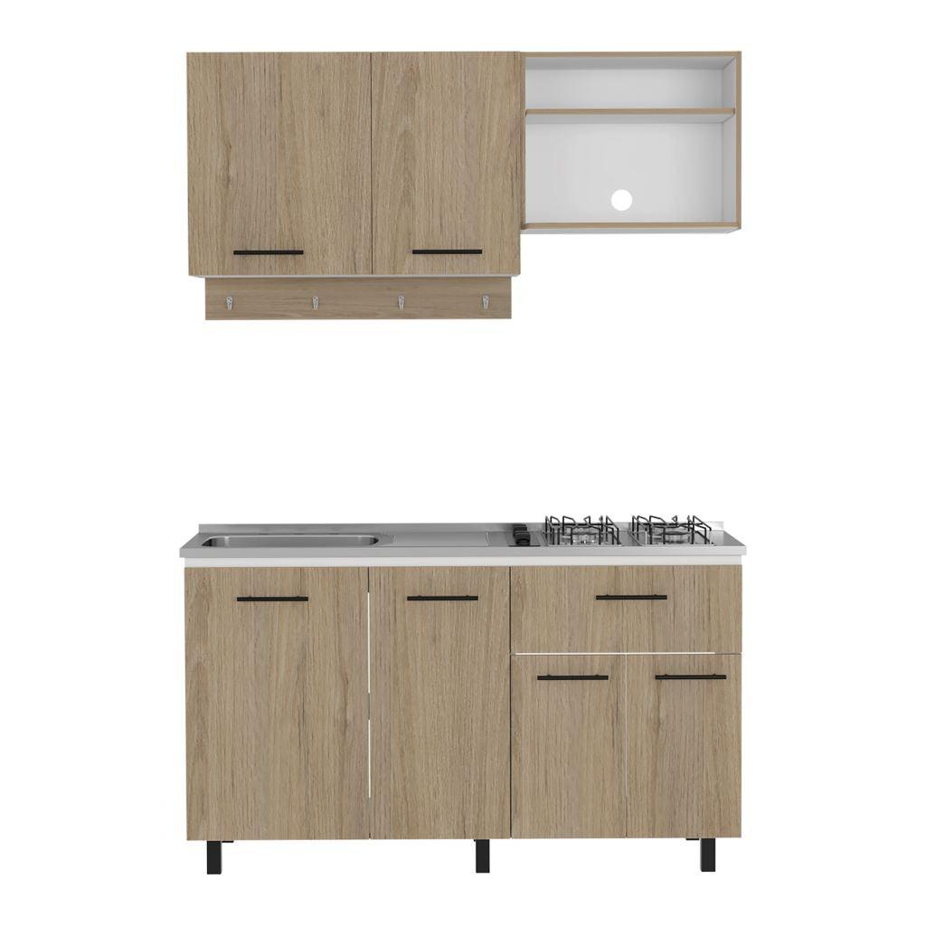 Cocina Integral Kane color Beige y Blanco.