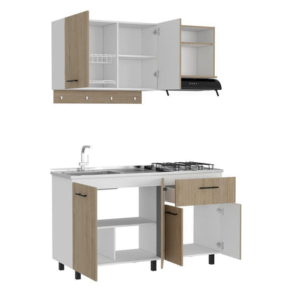 Cocina Integral Kane color Beige y Blanco.