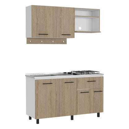 Cocina Integral Kane color Beige y Blanco.