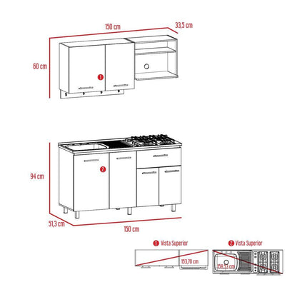 Cocina Integral Kane color Beige y Blanco.