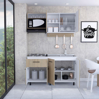 Cocina Integral Kane color Beige y Blanco.