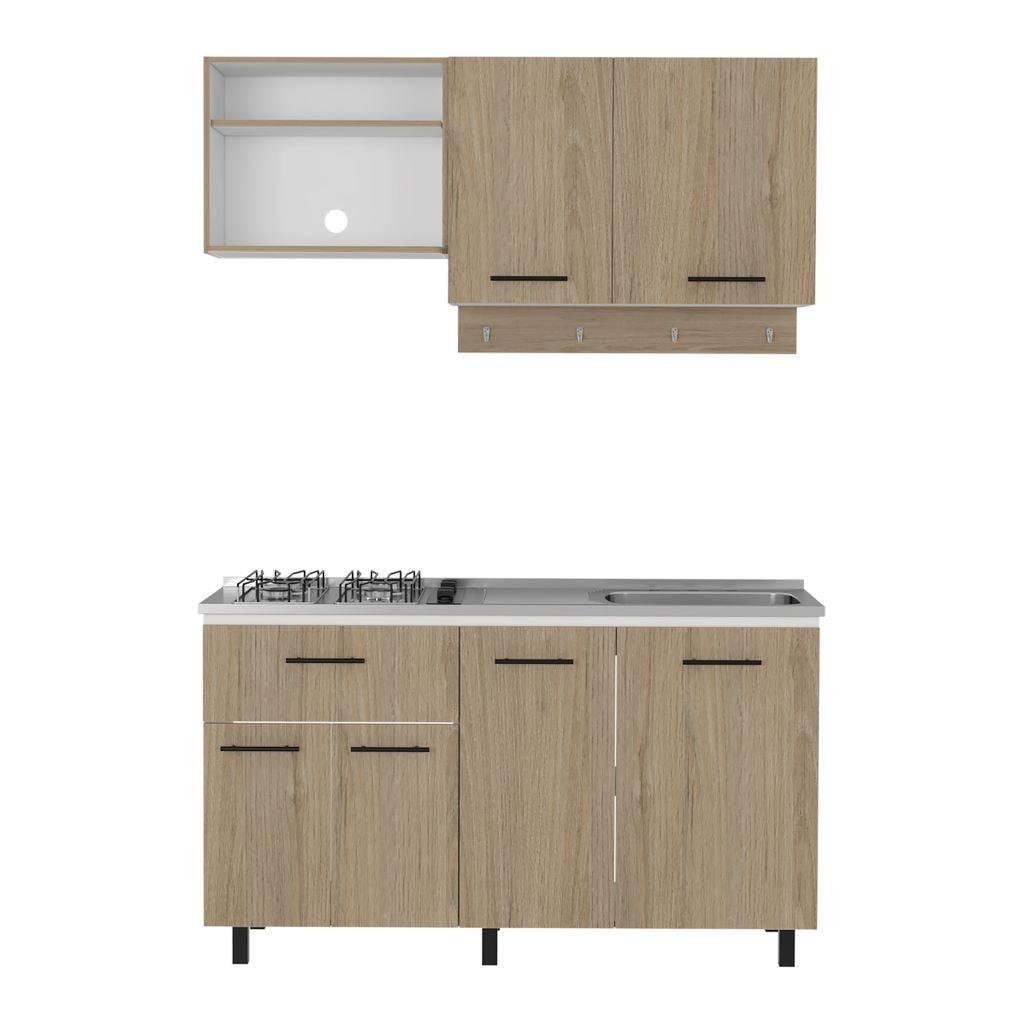 Cocina Integral Kane color Beige y Blanco.