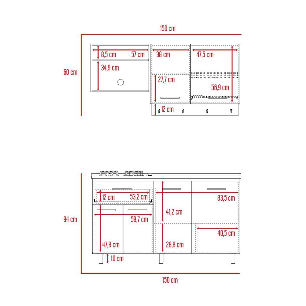 Cocina Integral Kane color Beige y Blanco.