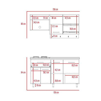 Cocina Integral Kane color Beige y Blanco.