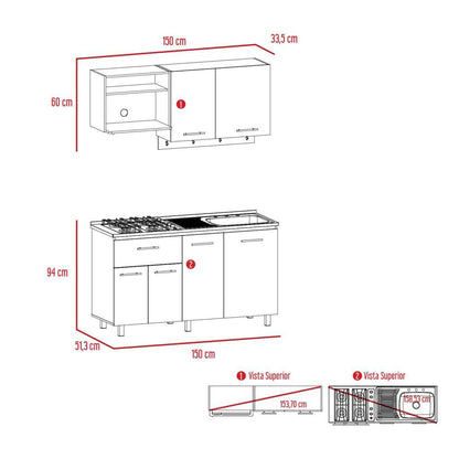 Cocina Integral Kane color Beige y Blanco.