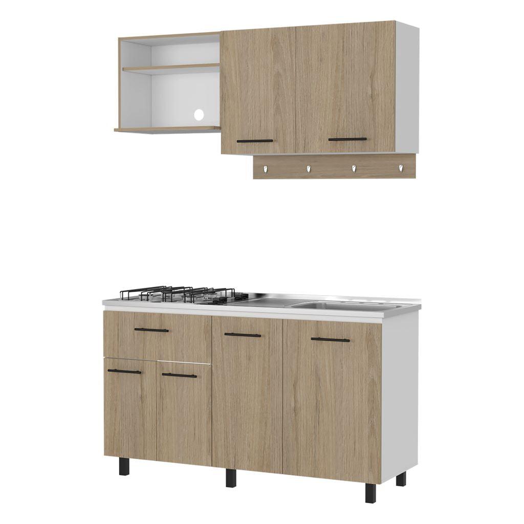 Cocina Integral Kane color Beige y Blanco.