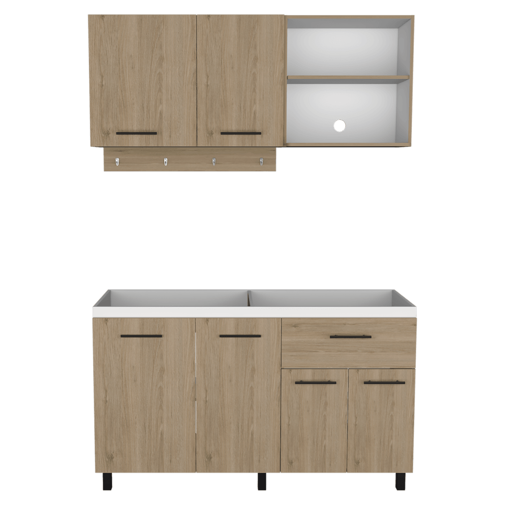 Cocina Integral Kane color Beige y Blanco.