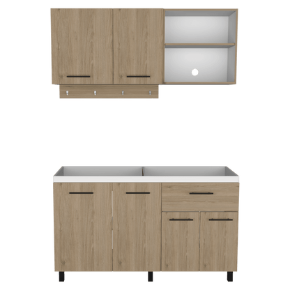 Cocina Integral Kane color Beige y Blanco.