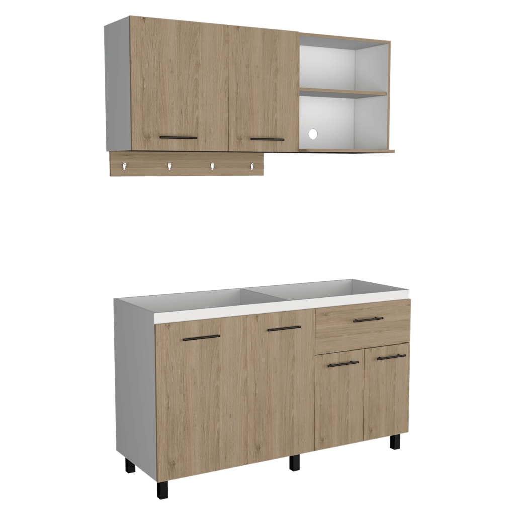 Cocina Integral Kane color Beige y Blanco.