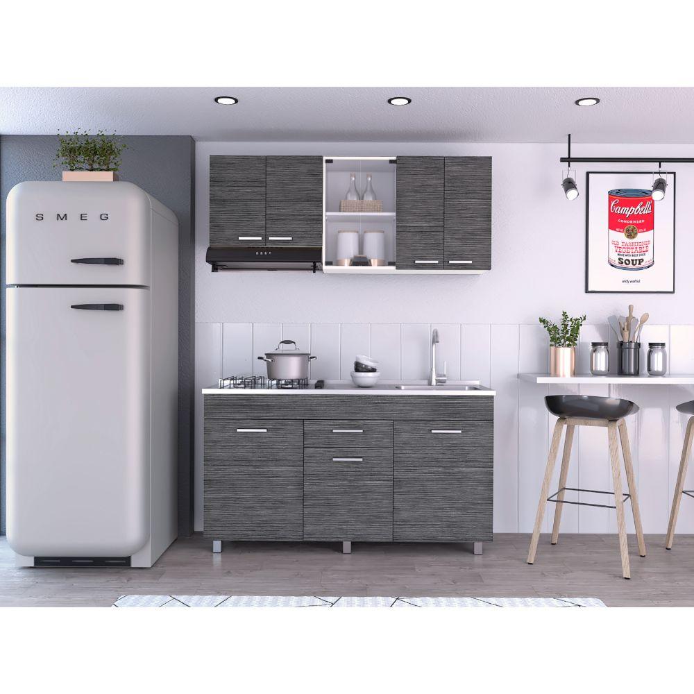 Cocina Integral Eris color Gris y Blanco.