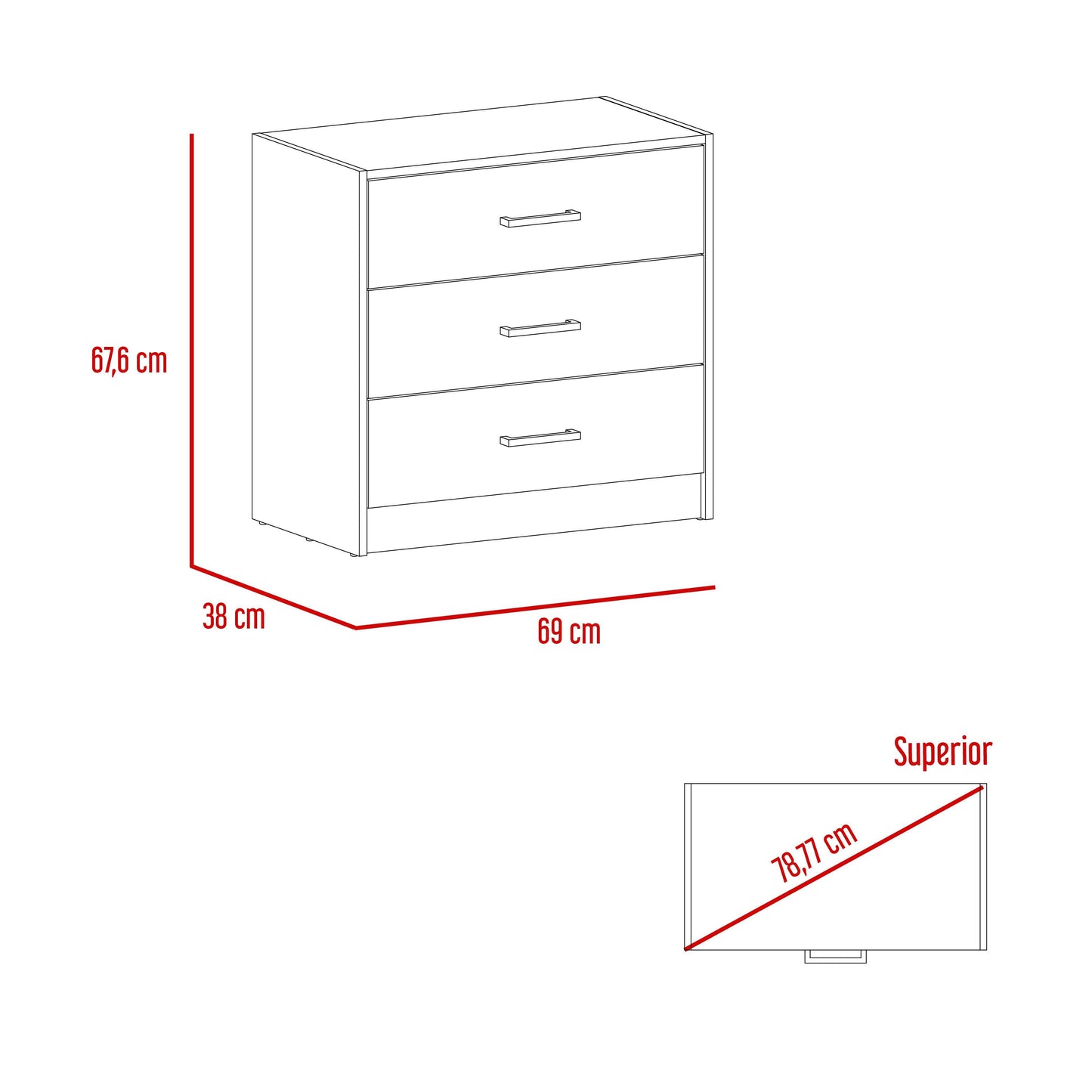 Organizador Calimeo, Cocoa, con Tres Cajoneras - VIRTUAL MUEBLES