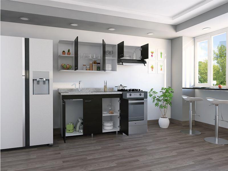 Cocina Integral Giotto color Blanco y Wengue.