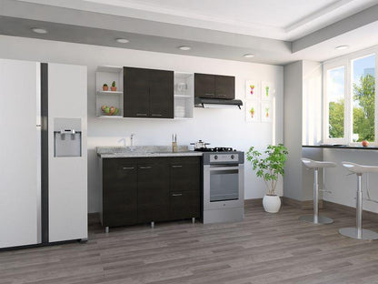 Cocina Integral Giotto color Blanco y Wengue.