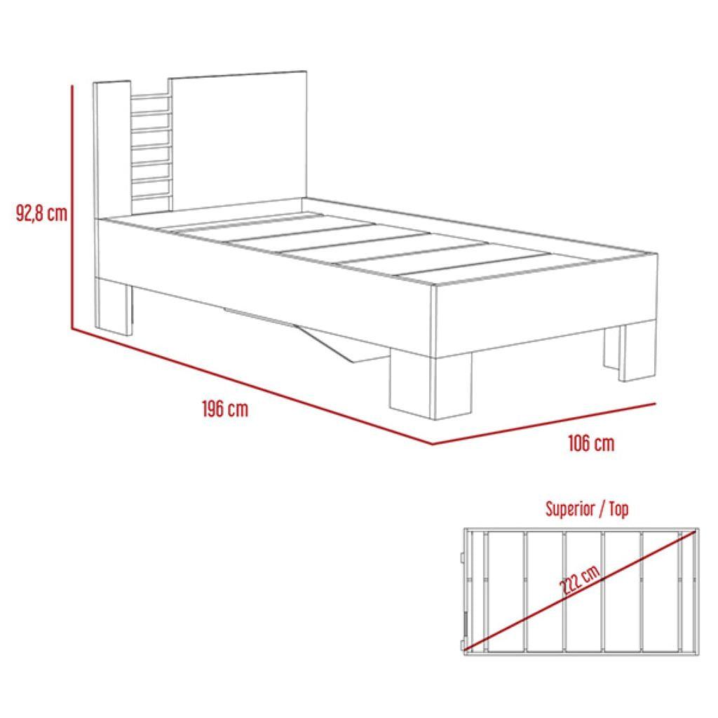 Cama Sencilla Elaxi color Wengue para Habitación.