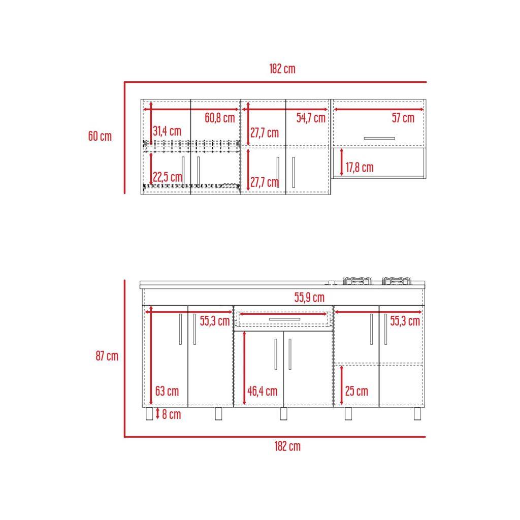 Cocina Integral Carson color Wengue y Blanco.