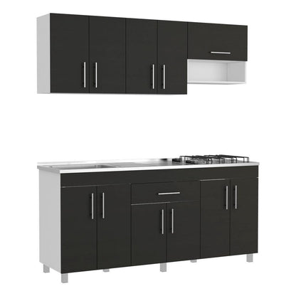 Cocina Integral Carson color Wengue y Blanco.