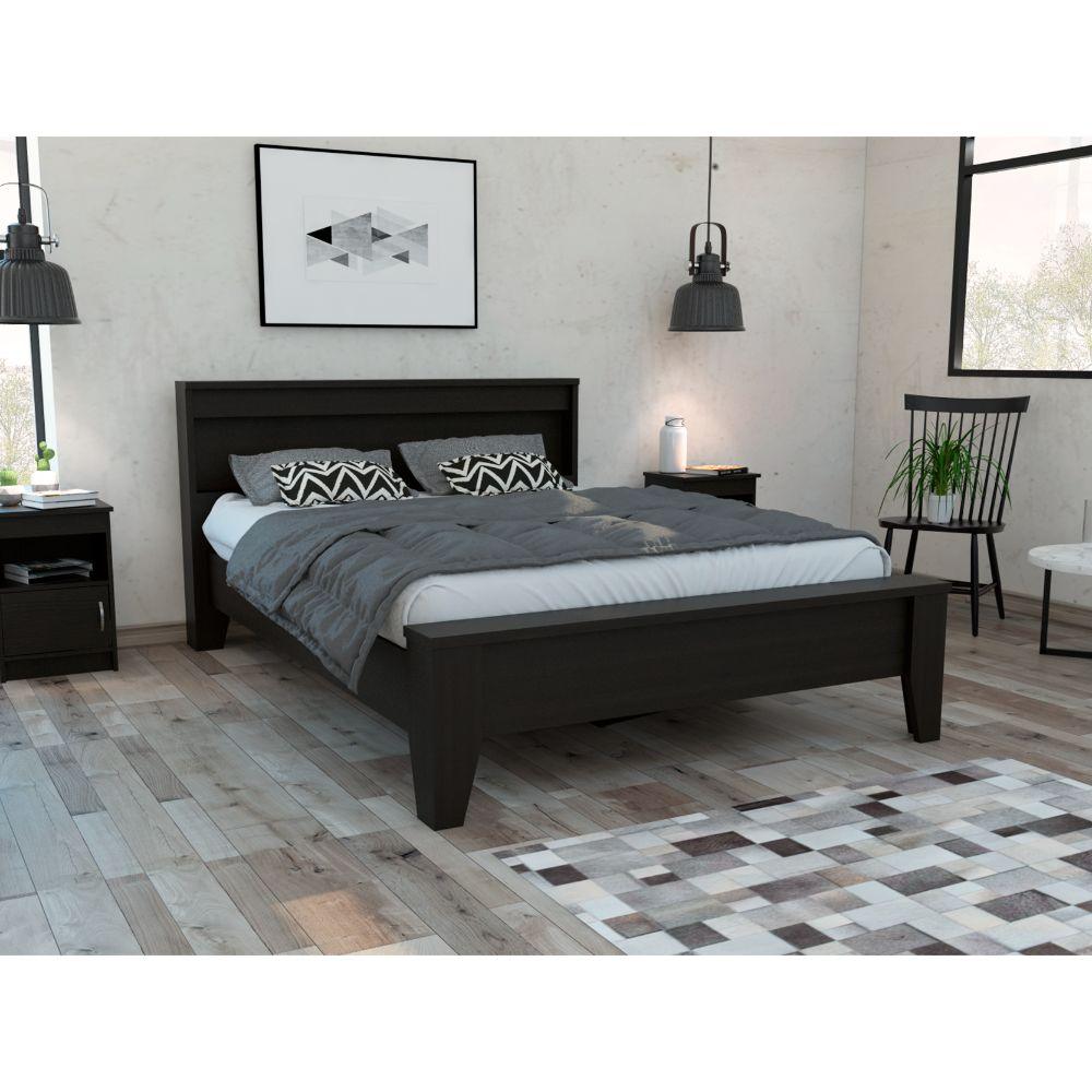 Cama Doble Atriz, Wengue, Incluye Tendido de Tablas - VIRTUAL MUEBLES