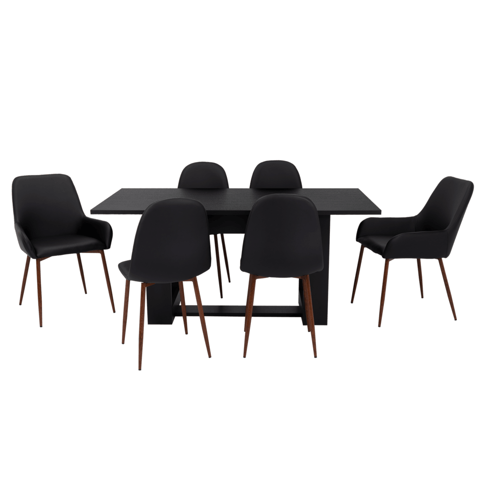 Combo Comedor Satura, Wengue y Café Claro, Incluye Comedor y 6 Sillas - VIRTUAL MUEBLES