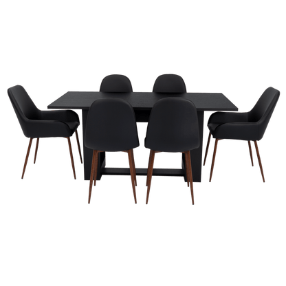 Combo Comedor Satura, Wengue y Café Claro, Incluye Comedor y 6 Sillas - VIRTUAL MUEBLES