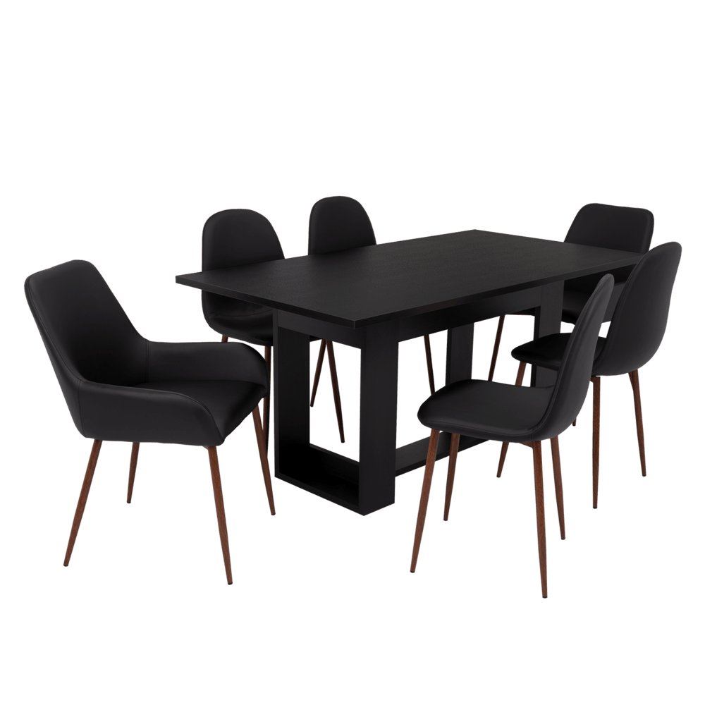 Combo Comedor Satura, Wengue y Café Claro, Incluye Comedor y 6 Sillas - VIRTUAL MUEBLES