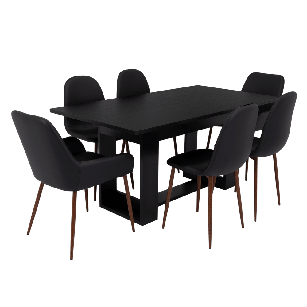 Combo Comedor Satura, Wengue y Café Claro, Incluye Comedor y 6 Sillas - VIRTUAL MUEBLES