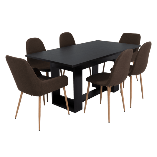 Combo Comedor Satura, Wengue, Chocolate y Café Claro, Incluye Comedor y 6 Sillas - VIRTUAL MUEBLES
