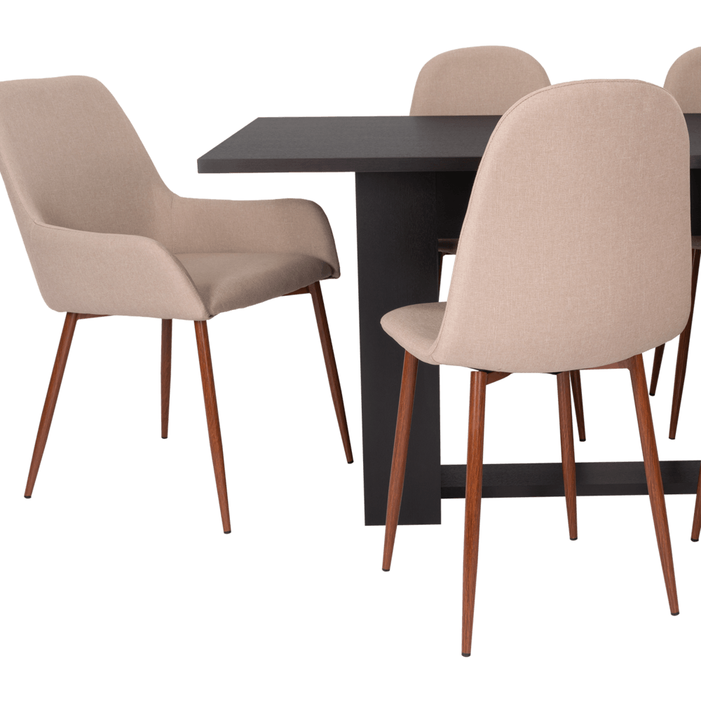 Combo Comedor Satura, Wengue, Café Claro y Chocolate, Incluye Comedor y 6 Sillas - VIRTUAL MUEBLES