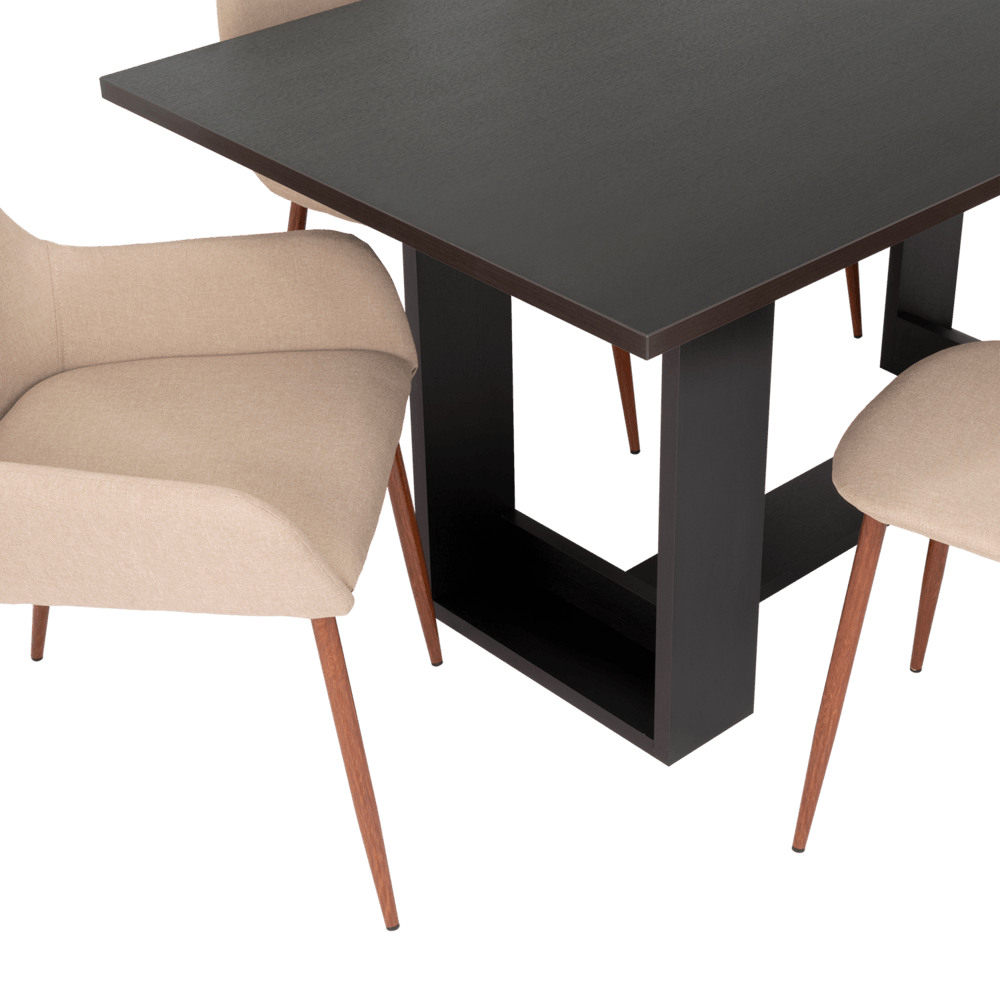 Combo Comedor Satura, Wengue, Café Claro y Chocolate, Incluye Comedor y 6 Sillas - VIRTUAL MUEBLES