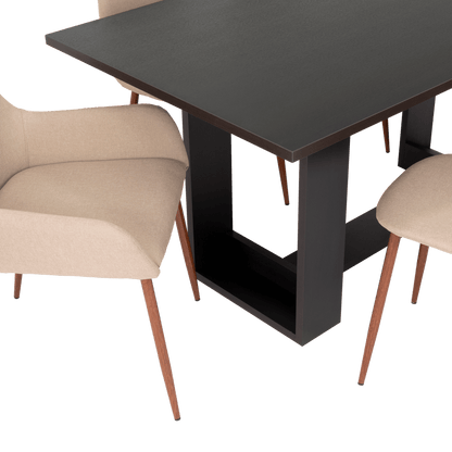 Combo Comedor Satura, Wengue, Café Claro y Chocolate, Incluye Comedor y 6 Sillas - VIRTUAL MUEBLES