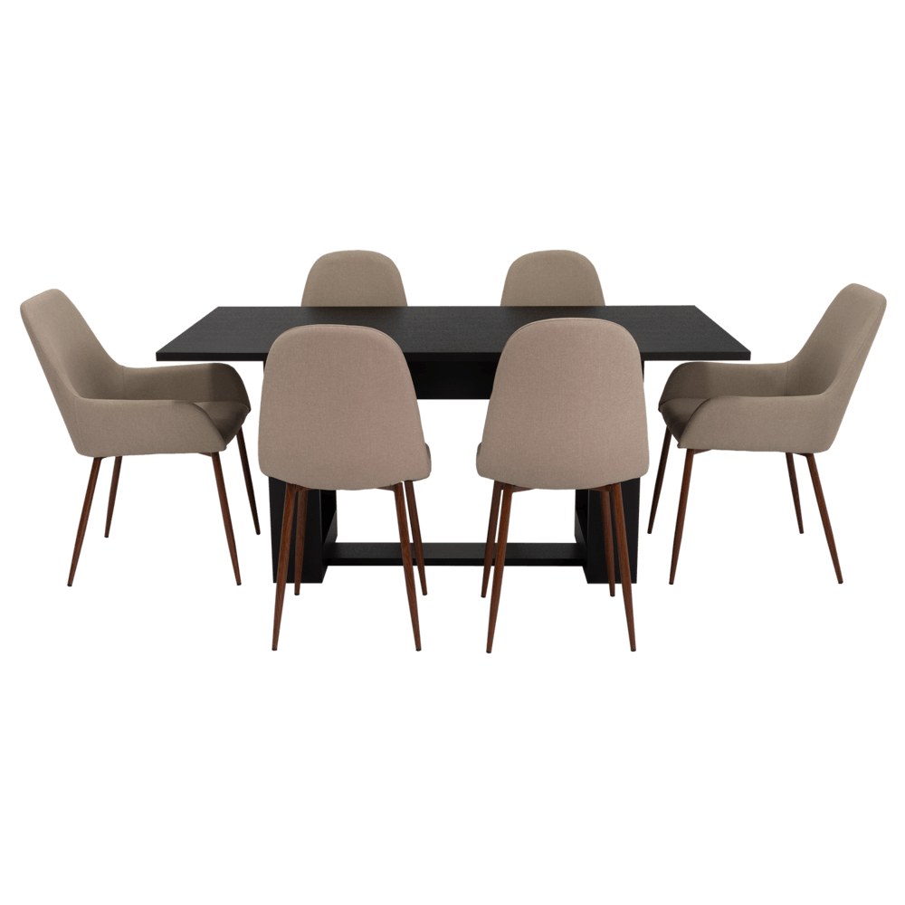 Combo Comedor Satura, Wengue, Café Claro y Chocolate, Incluye Comedor y 6 Sillas - VIRTUAL MUEBLES