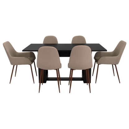 Combo Comedor Satura, Wengue, Café Claro y Chocolate, Incluye Comedor y 6 Sillas - VIRTUAL MUEBLES