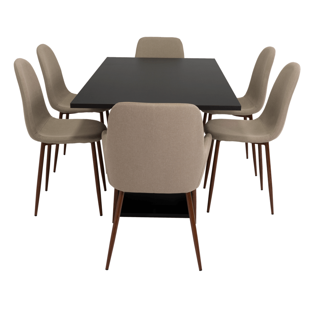Combo Comedor Satura, Wengue, Café Claro y Chocolate, Incluye Comedor y 6 Sillas - VIRTUAL MUEBLES
