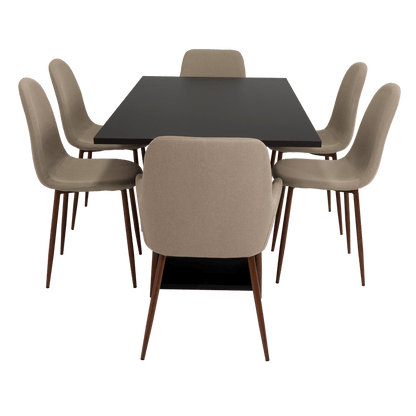 Combo Comedor Satura, Wengue, Café Claro y Chocolate, Incluye Comedor y 6 Sillas - VIRTUAL MUEBLES