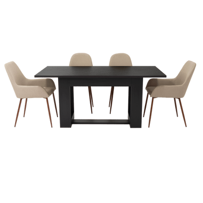 Combo Comedor Satura, Wengue, Café Claro y Chocolate, Incluye Comedor y 6 Sillas - VIRTUAL MUEBLES