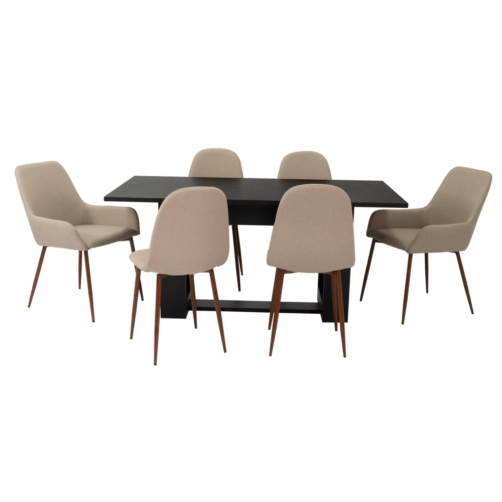 Combo Comedor Satura, Wengue, Café Claro y Chocolate, Incluye Comedor y 6 Sillas - VIRTUAL MUEBLES