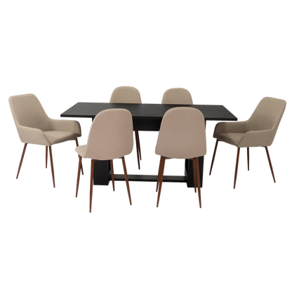 Combo Comedor Satura, Wengue, Café Claro y Chocolate, Incluye Comedor y 6 Sillas - VIRTUAL MUEBLES