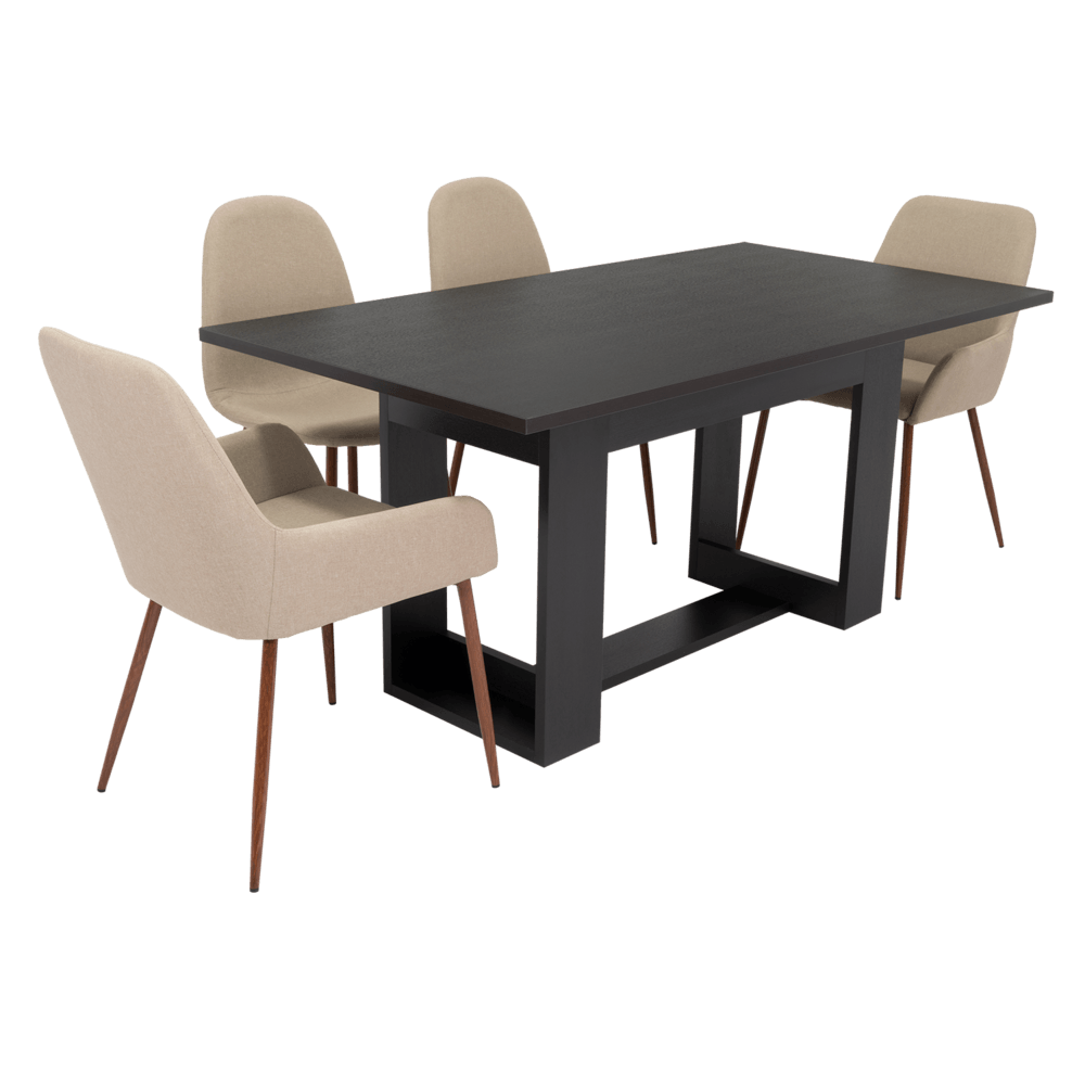 Combo Comedor Satura, Wengue, Café Claro y Chocolate, Incluye Comedor y 6 Sillas - VIRTUAL MUEBLES