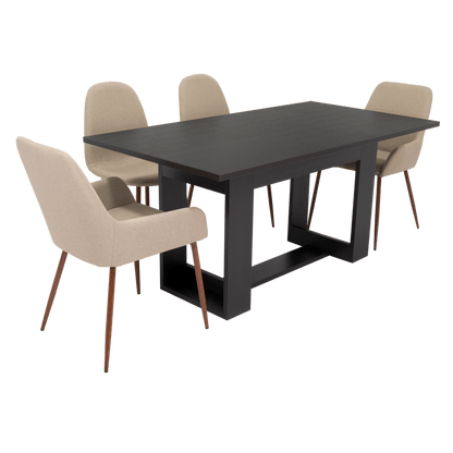 Combo Comedor Satura, Wengue, Café Claro y Chocolate, Incluye Comedor y 6 Sillas - VIRTUAL MUEBLES