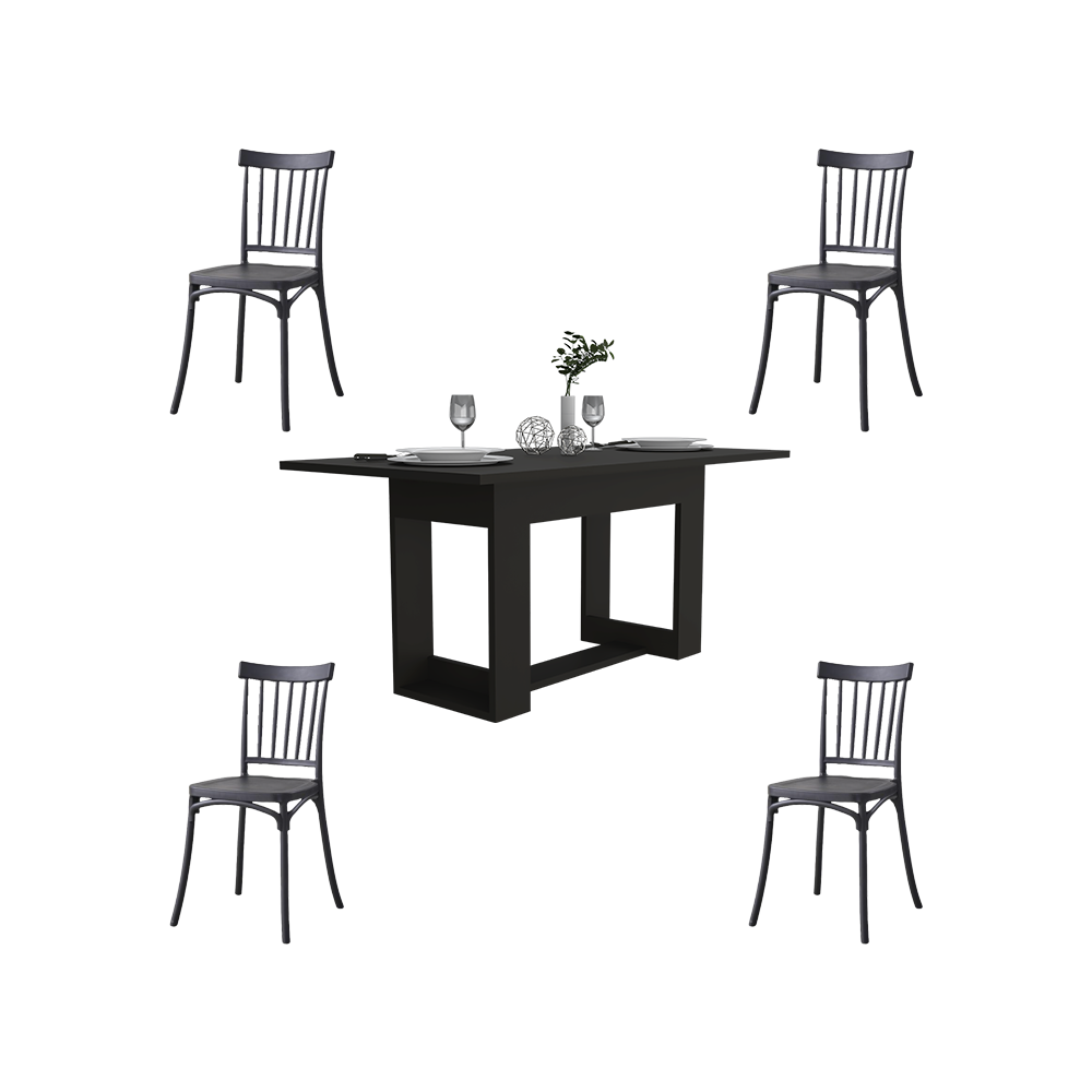 Combo Comedor Beton , Incluye Comedor y 4 Sillas wengue