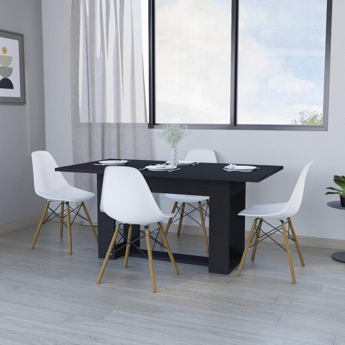 Juego de Comedor Roatan · 4 Sillas · Wengue y Blanco
