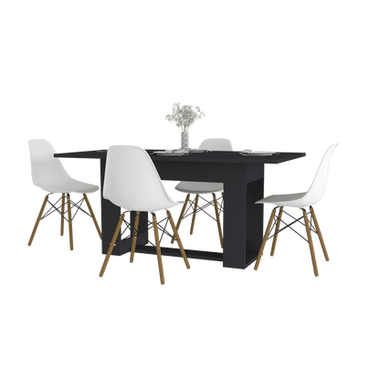 Juego de Comedor Roatan · 4 Sillas · Wengue y Blanco