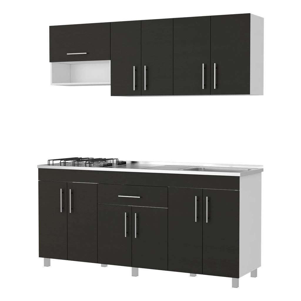 Cocina Integral Carson color Wengue y Blanco.