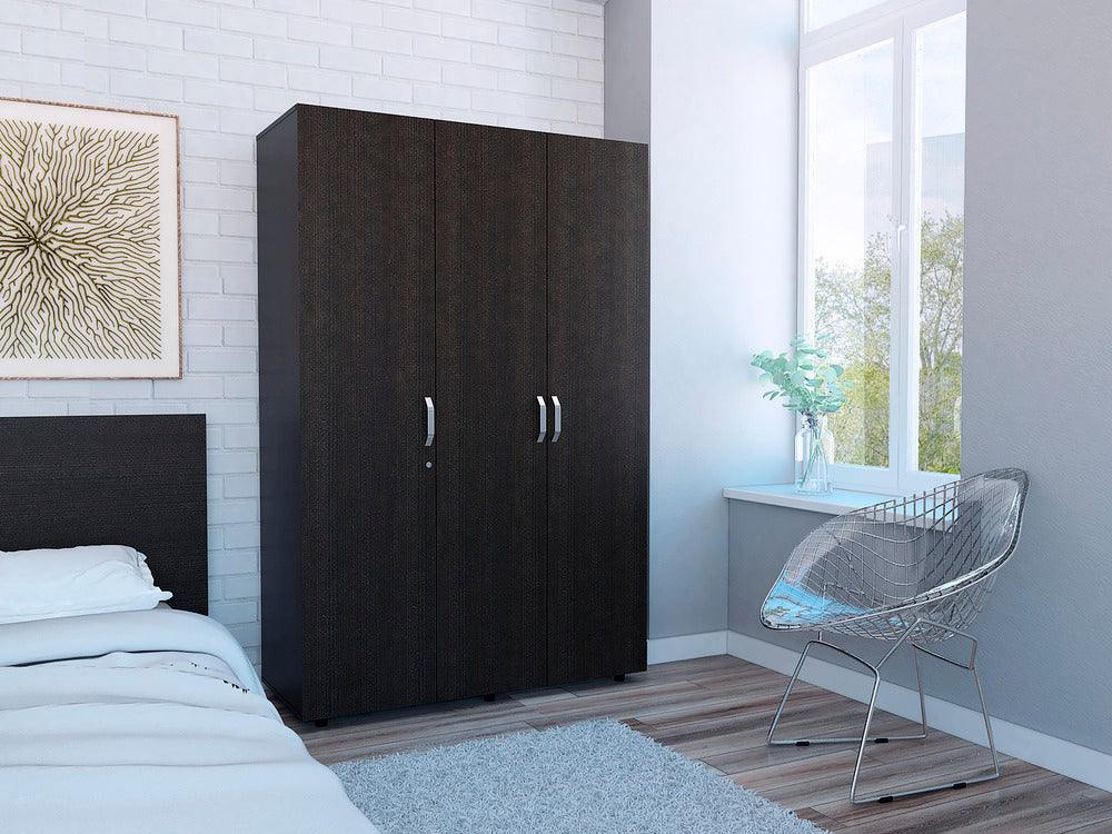 Closet Mudi, Wengue, con un Cajon Organizador y Tubo Cromado - VIRTUAL MUEBLES